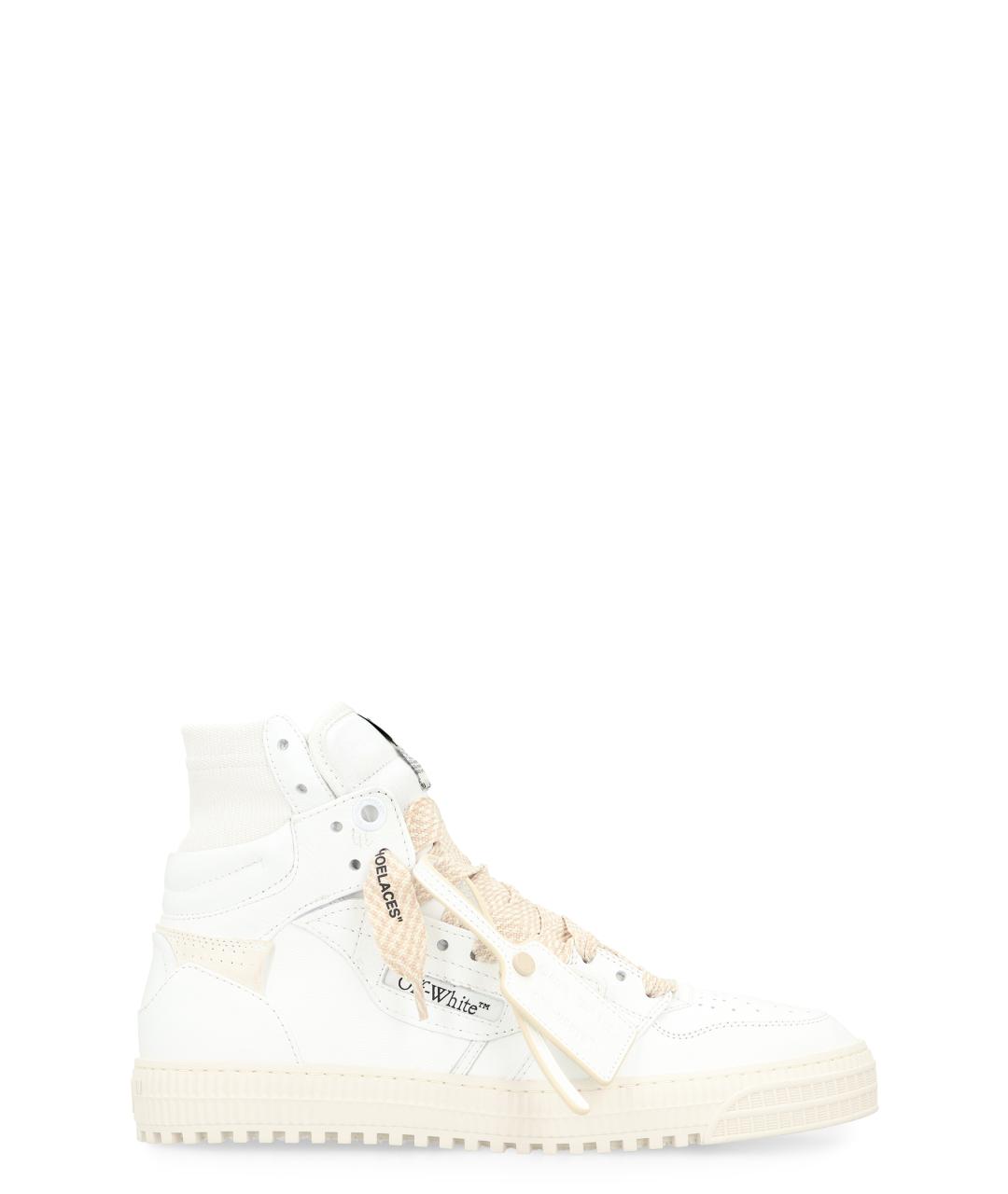 OFF-WHITE Белые кожаные высокие кроссовки / кеды, фото 1