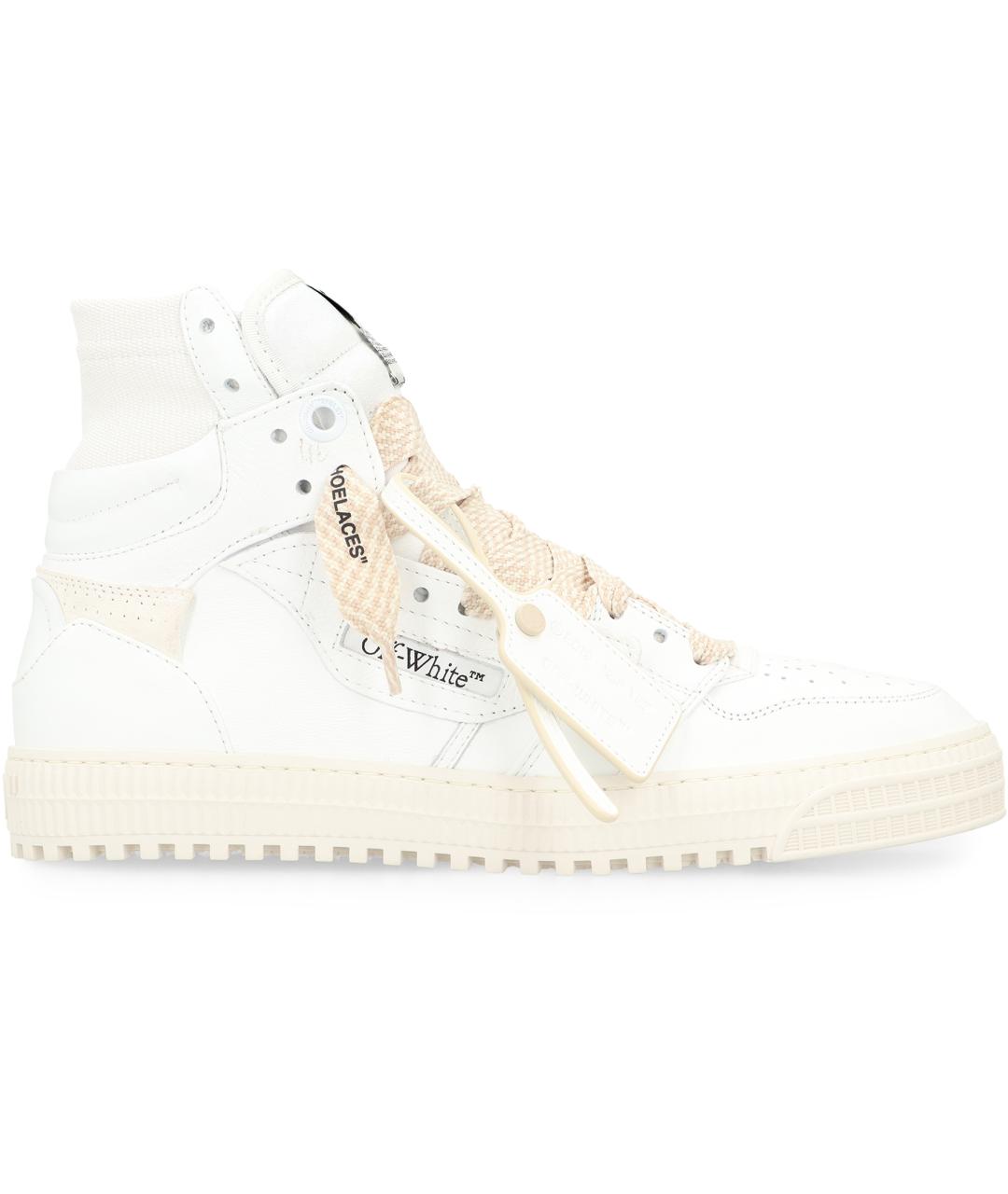OFF-WHITE Белые кожаные высокие кроссовки / кеды, фото 2
