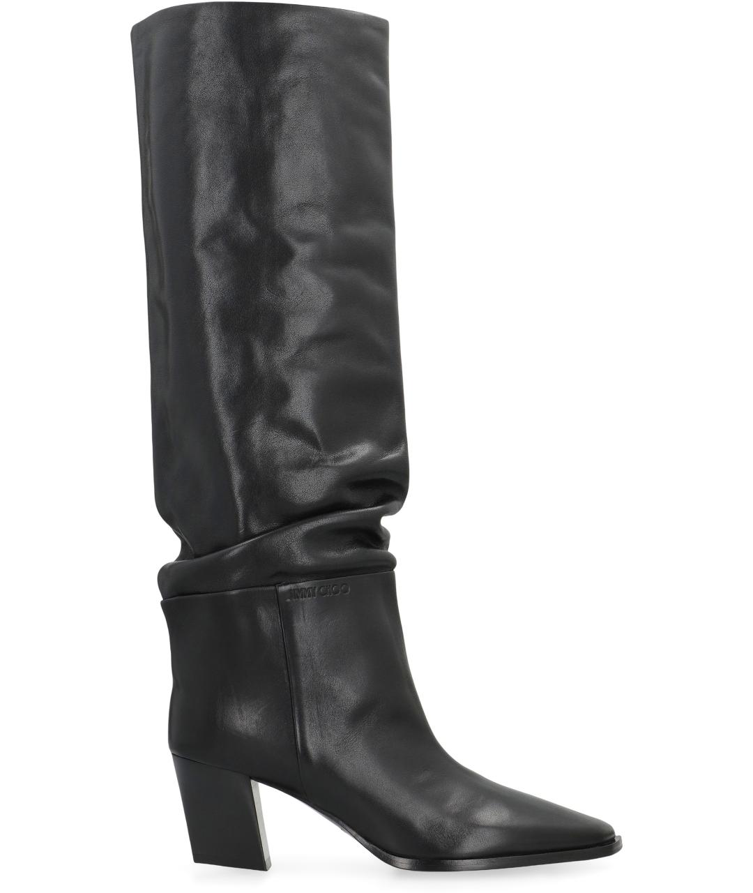 JIMMY CHOO Черные кожаные сапоги, фото 2