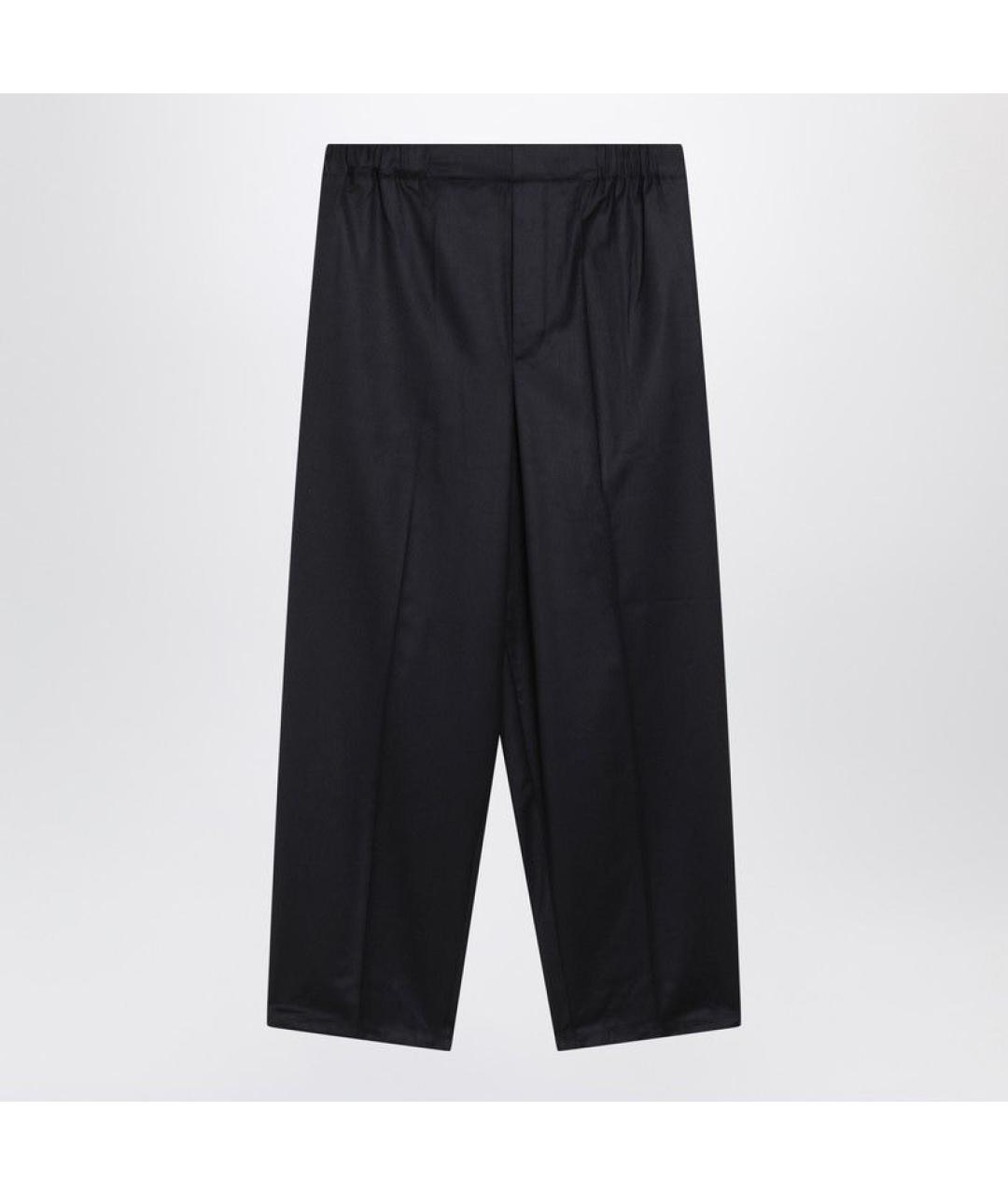 JACQUEMUS Темно-синие шерстяные повседневные брюки, фото 3