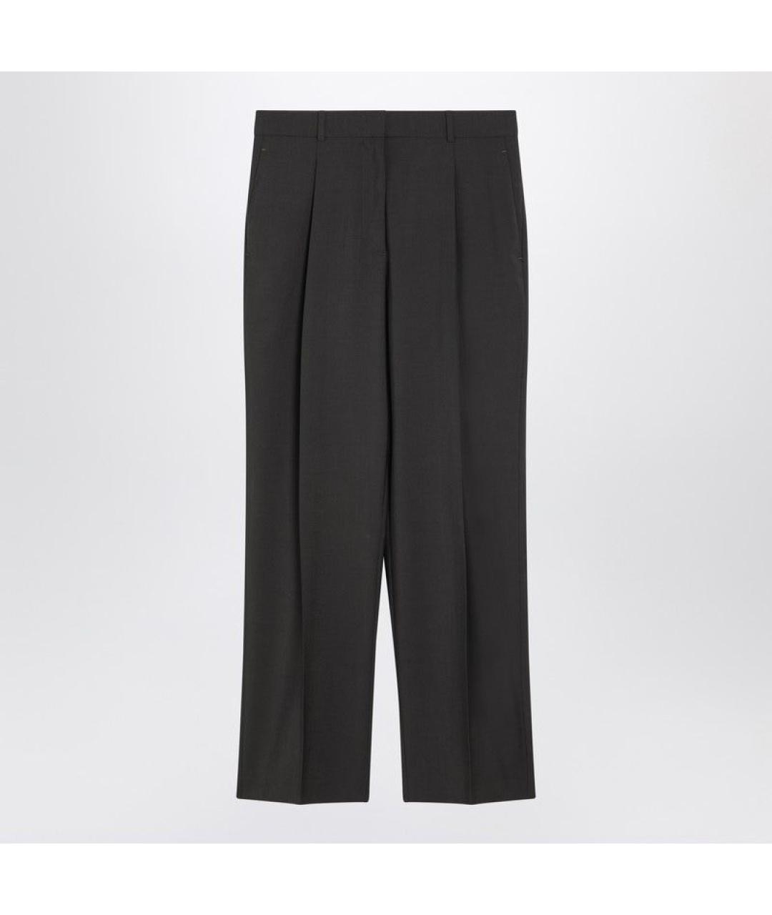 THE ROW Коричневые шерстяные прямые брюки, фото 3