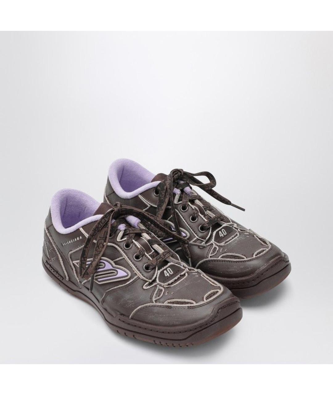 BALENCIAGA Коричневые кожаные кроссовки, фото 2