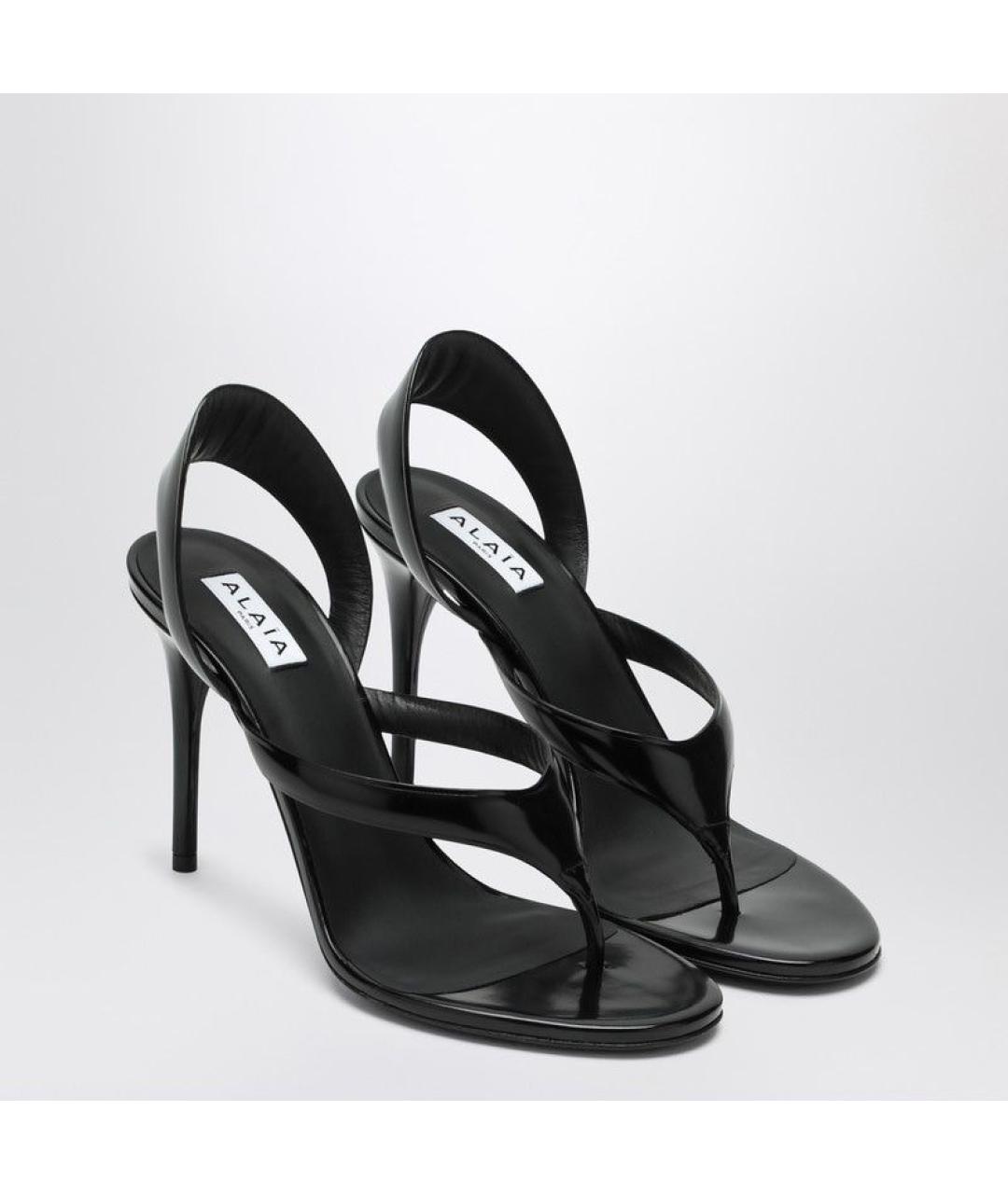 ALAIA Черные кожаные босоножки, фото 2