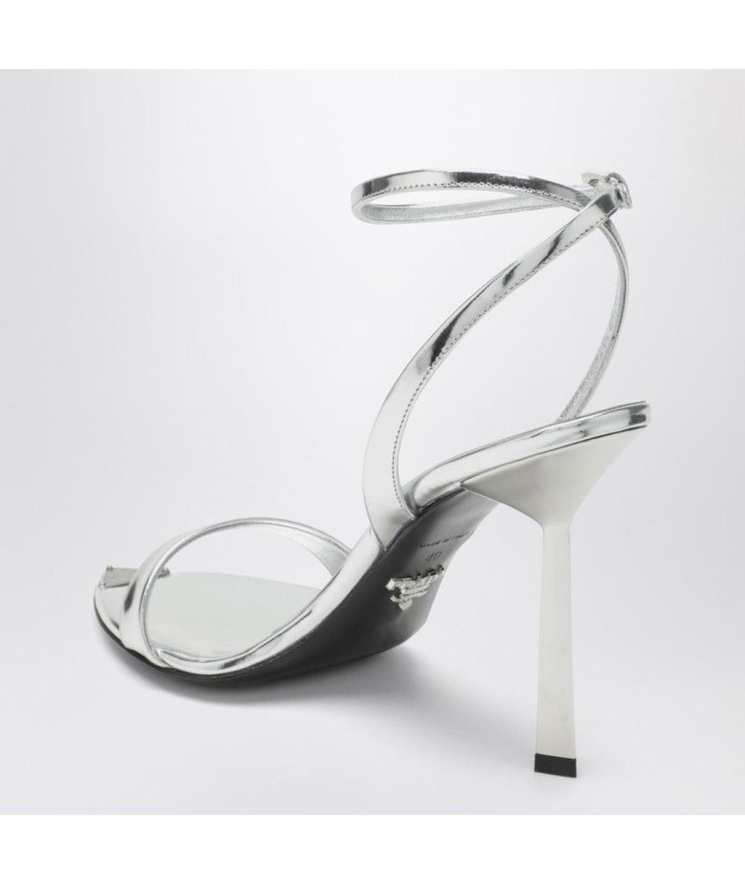PRADA Серебряные кожаные сандалии, фото 2