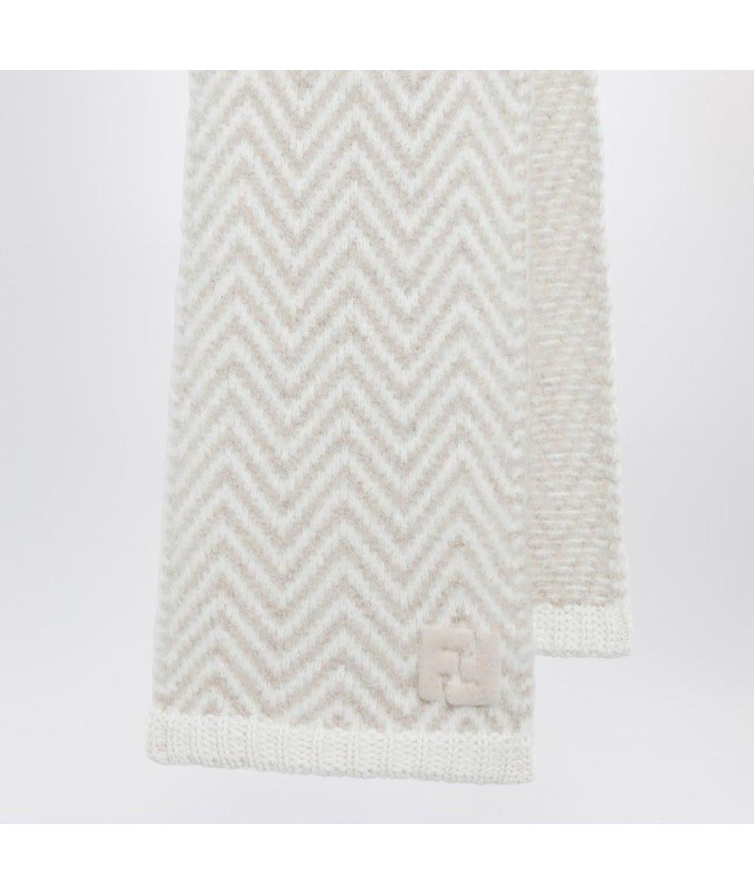 FENDI Бежевый шерстяной шарф, фото 3