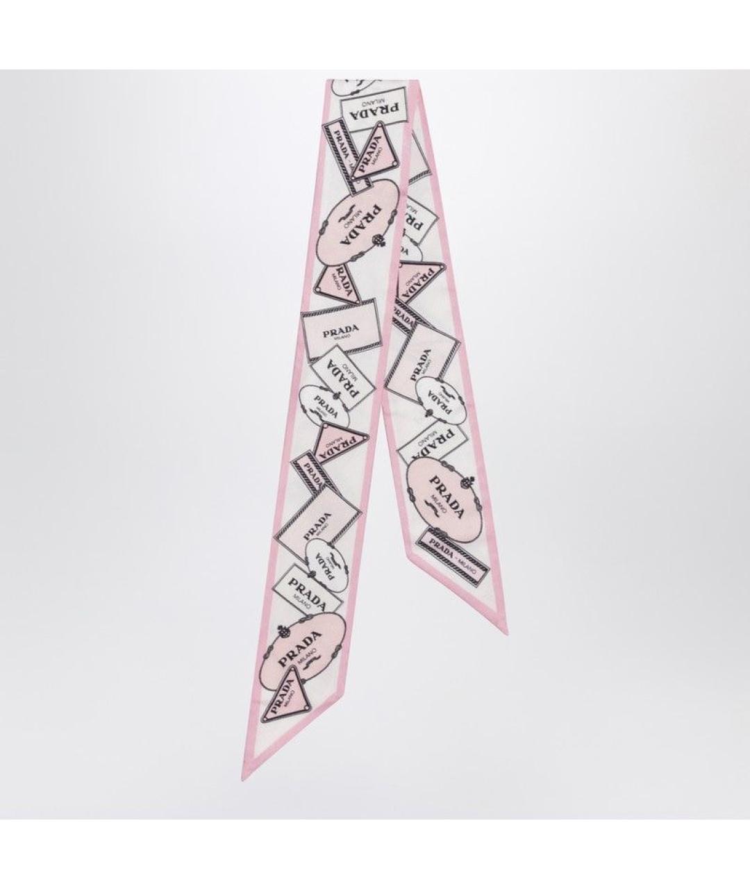 PRADA Розовый шелковый шарф, фото 2