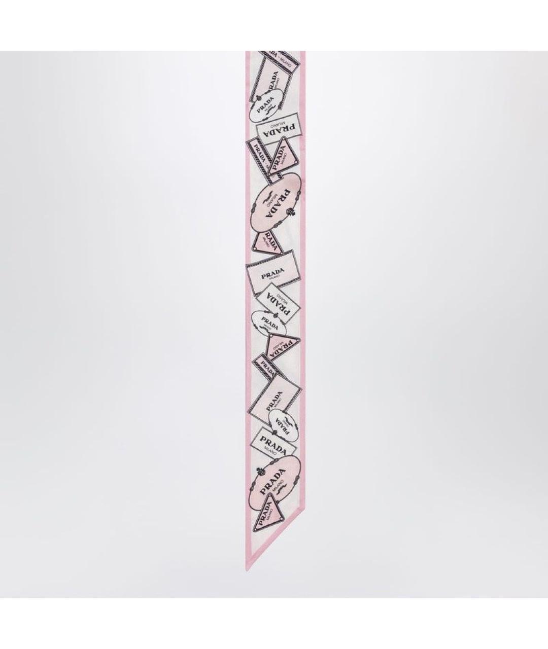 PRADA Розовый шелковый шарф, фото 3