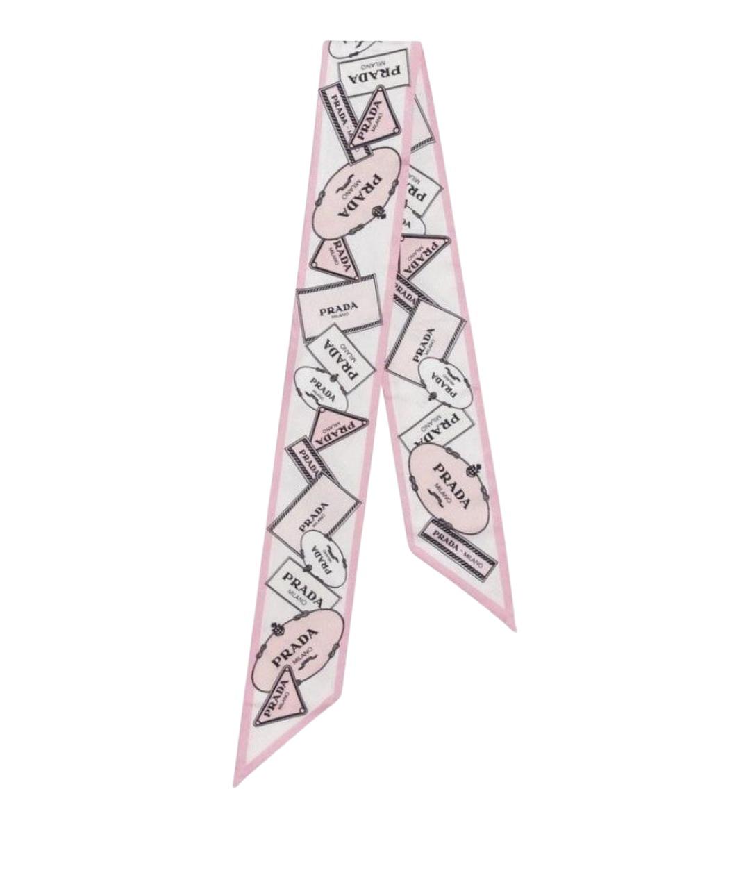 PRADA Розовый шелковый шарф, фото 1