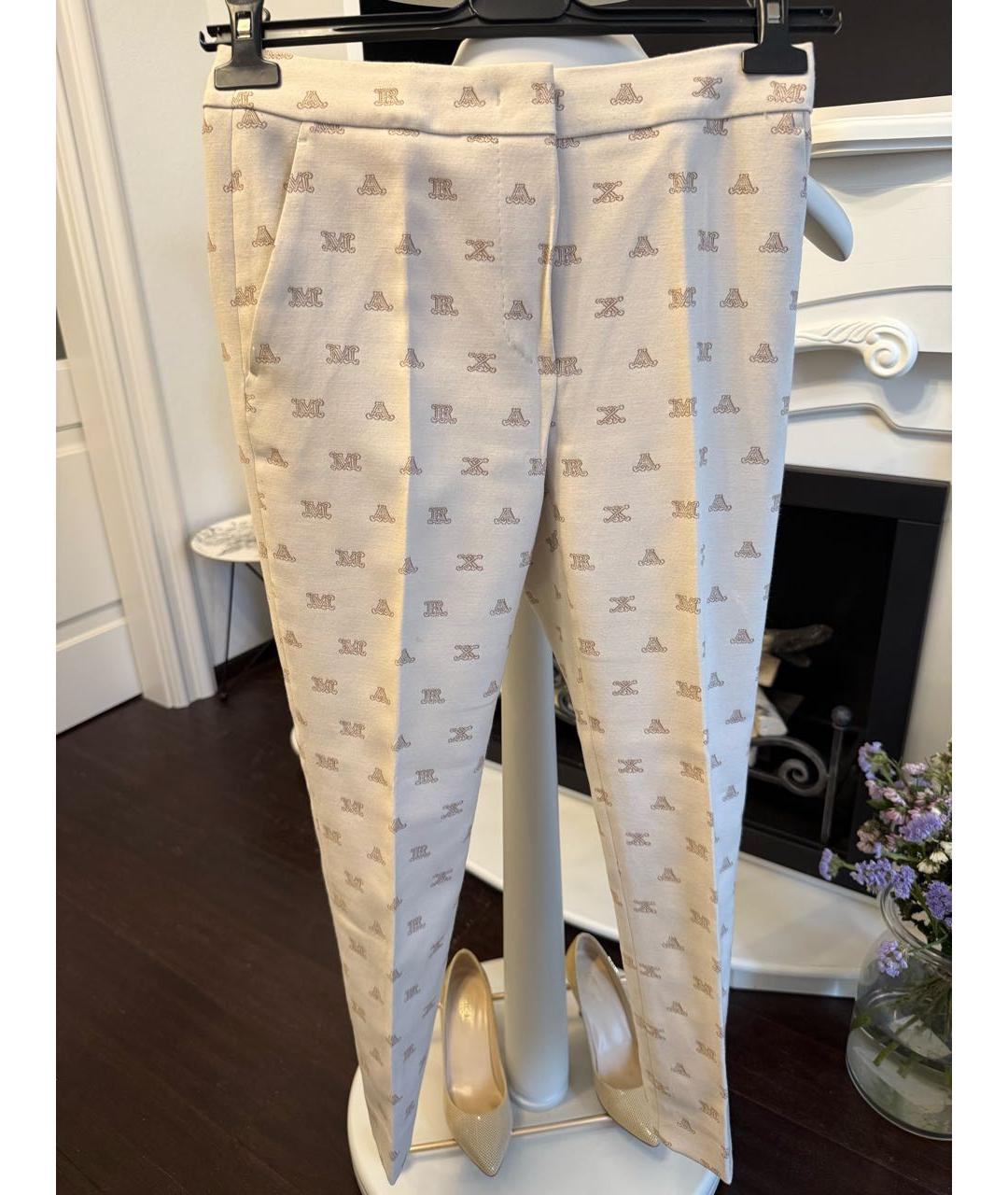 MAX MARA Бежевые хлопковые брюки узкие, фото 3