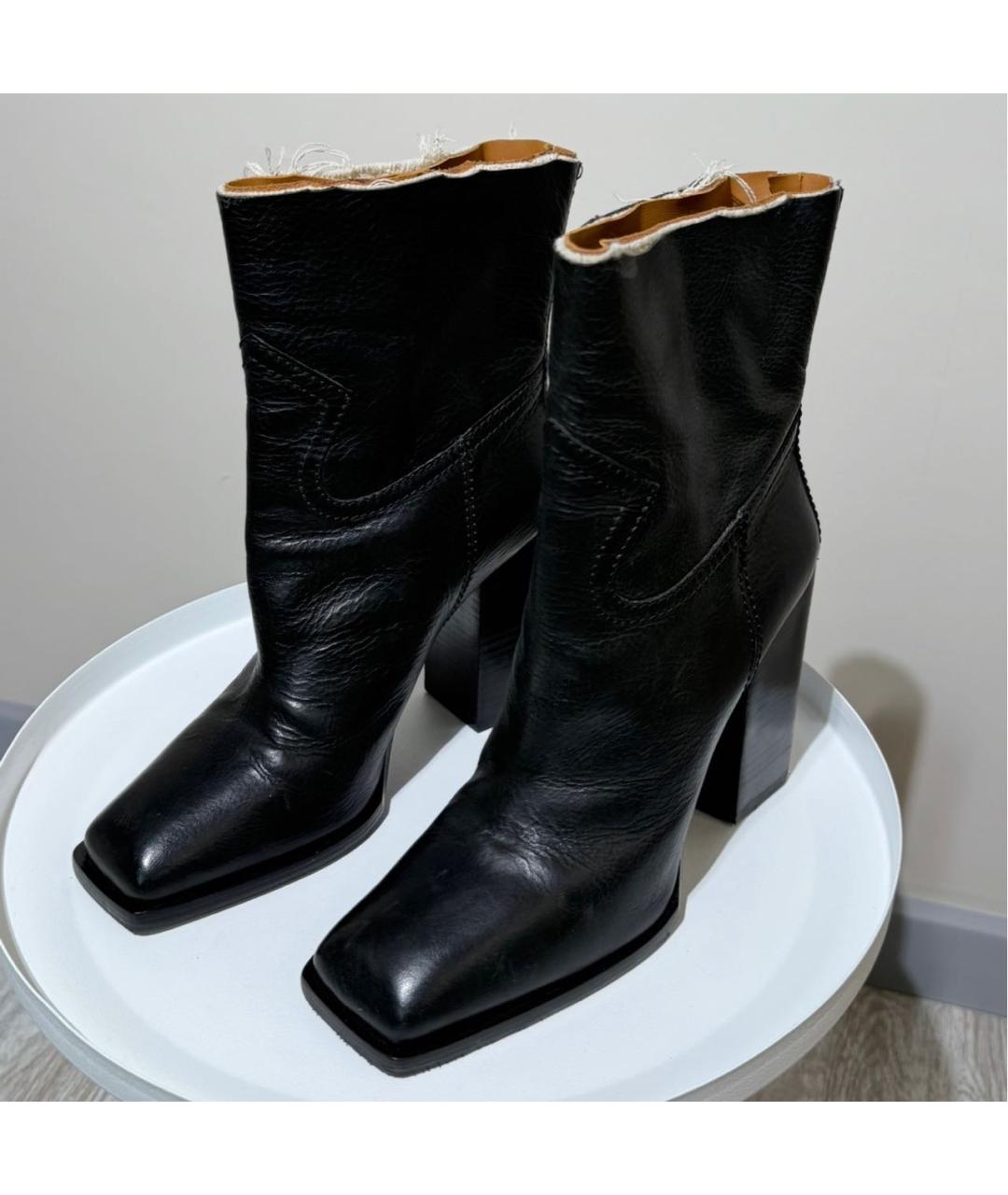 SAINT LAURENT Черные кожаные ботильоны, фото 2