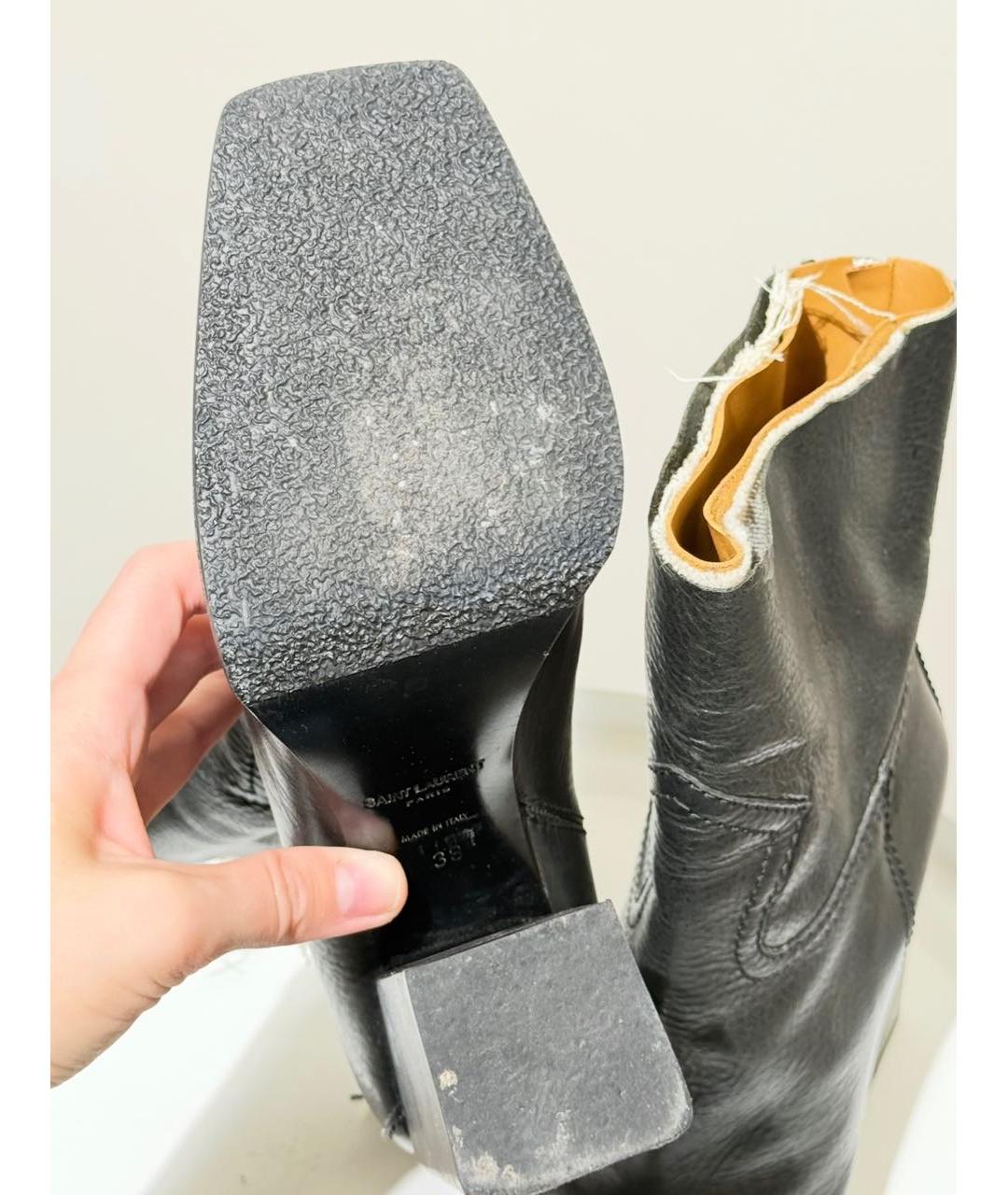 SAINT LAURENT Черные кожаные ботильоны, фото 8