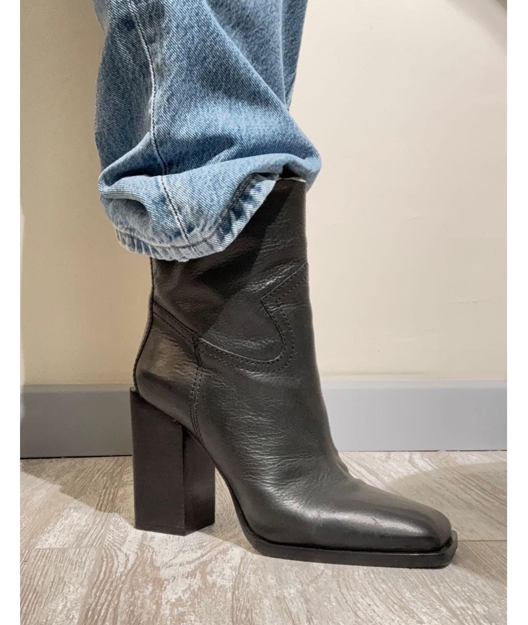 SAINT LAURENT Черные кожаные ботильоны, фото 6