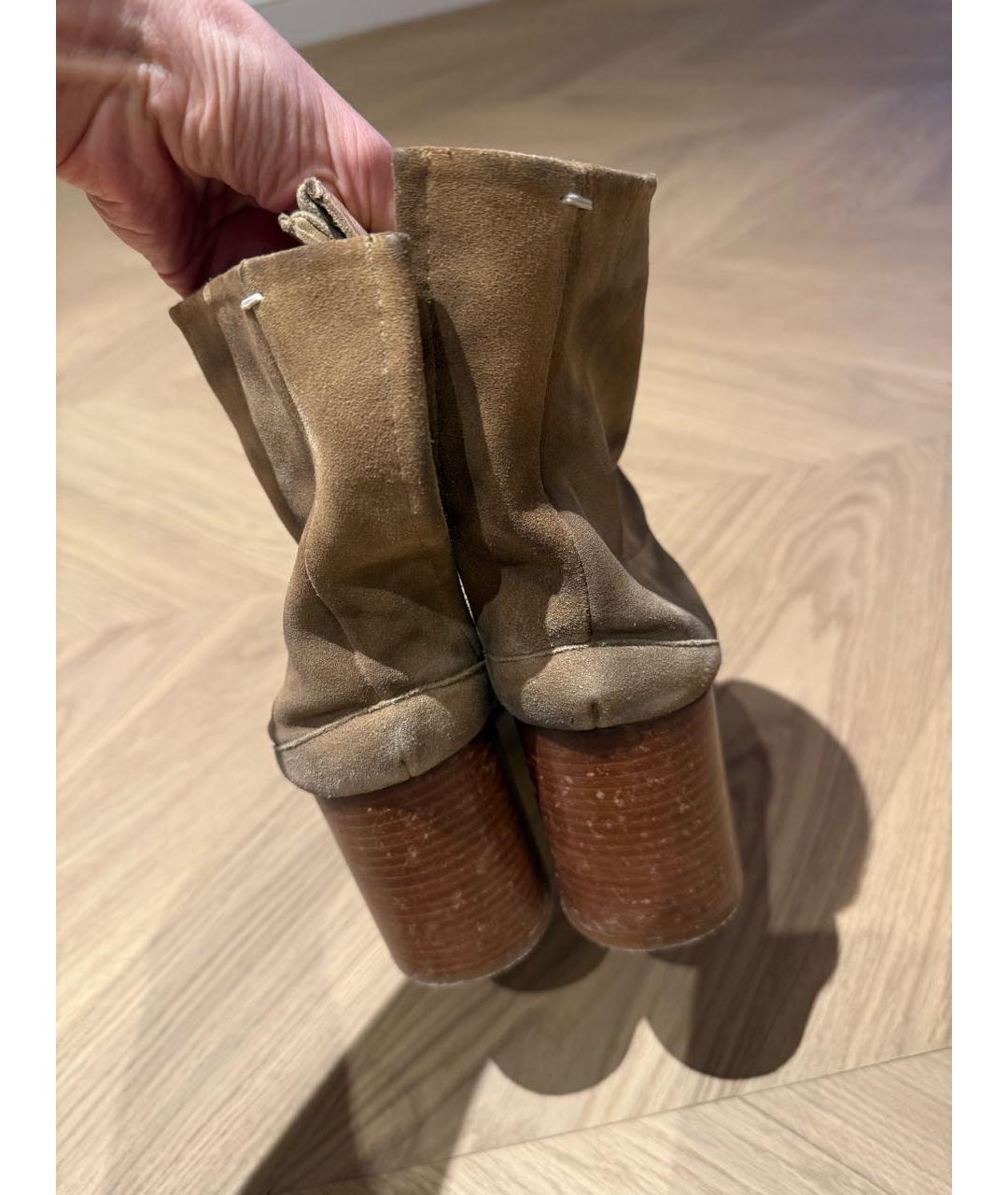 MAISON MARGIELA Коричневые замшевые ботильоны, фото 4