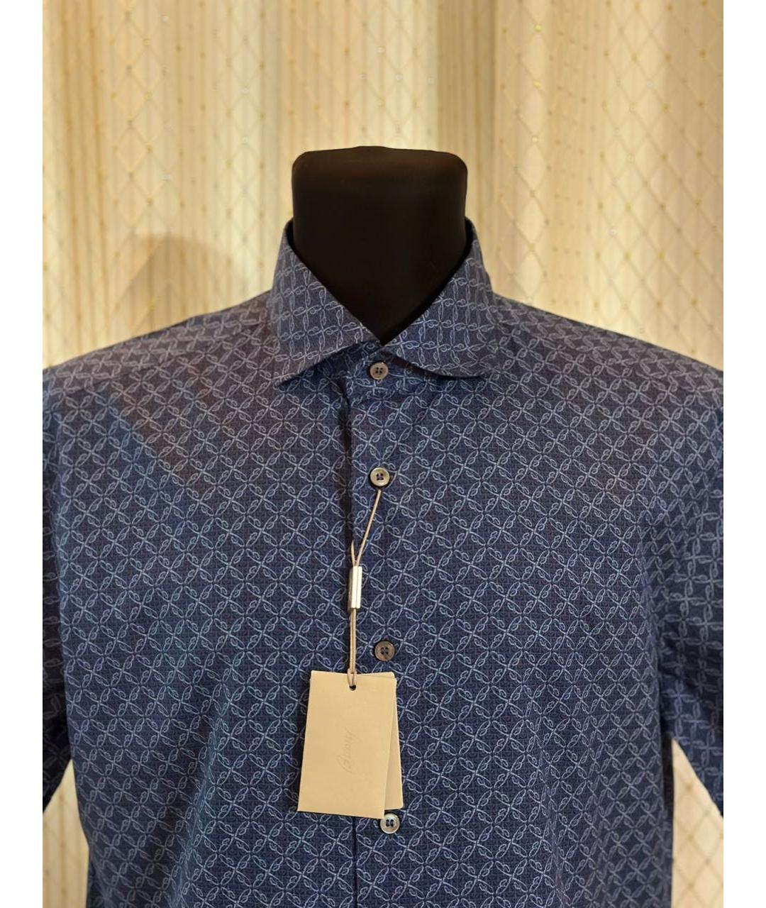 BRIONI Синяя хлопковая кэжуал рубашка, фото 4