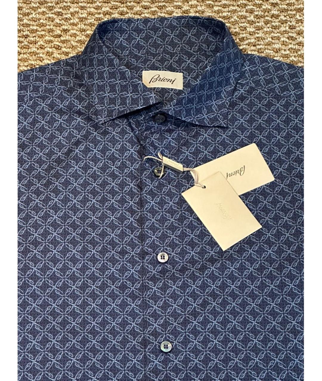 BRIONI Синяя хлопковая кэжуал рубашка, фото 5