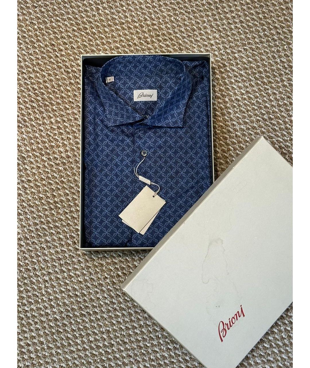 BRIONI Синяя хлопковая кэжуал рубашка, фото 6