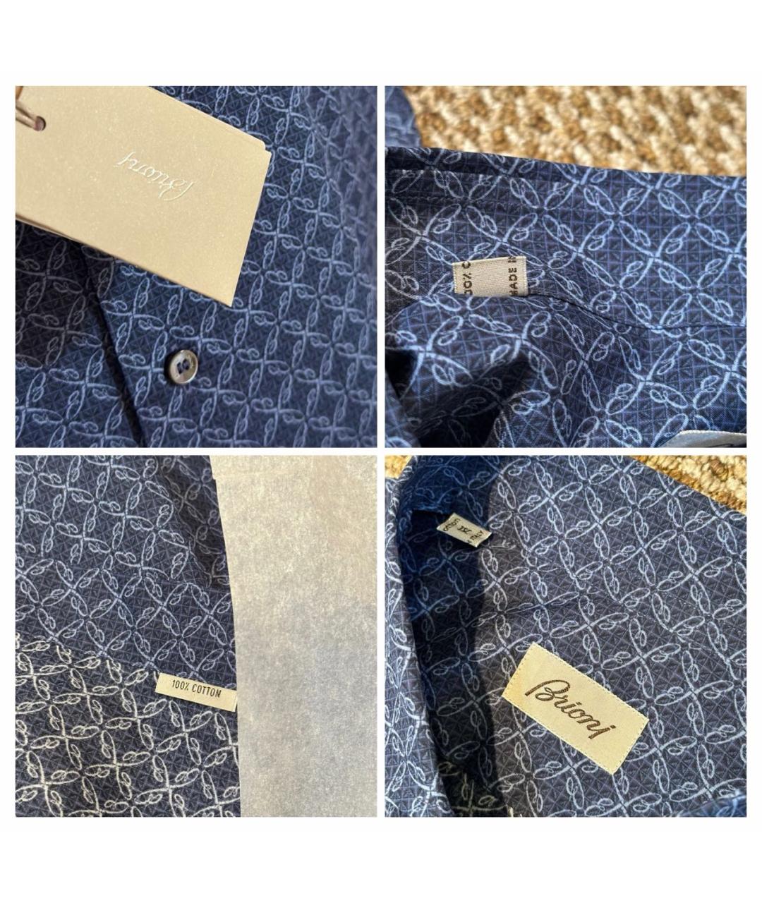 BRIONI Синяя хлопковая кэжуал рубашка, фото 7