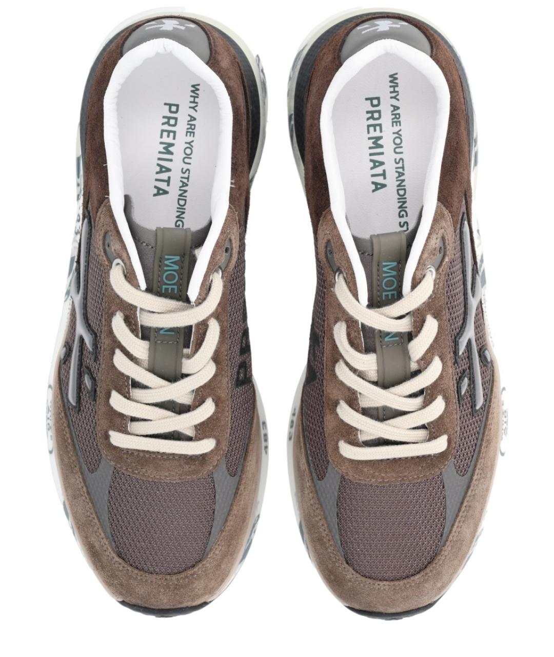 PREMIATA Коричневые текстильные низкие кроссовки / кеды, фото 5