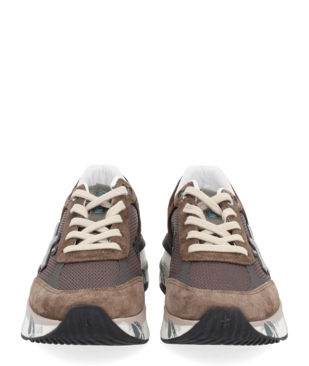 PREMIATA Коричневые текстильные низкие кроссовки / кеды, фото 3