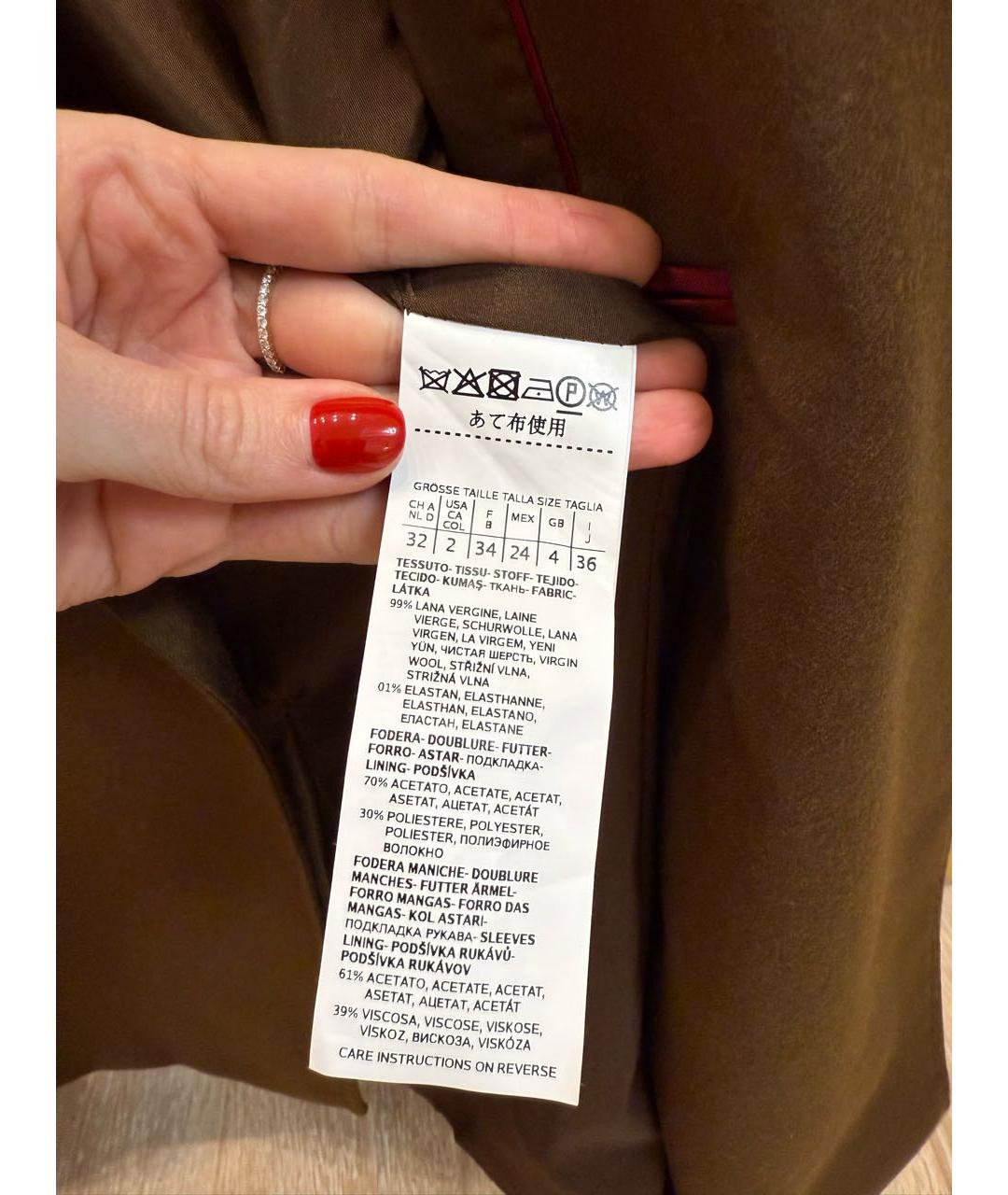 MAX MARA Коричневый шерстяной жакет/пиджак, фото 8