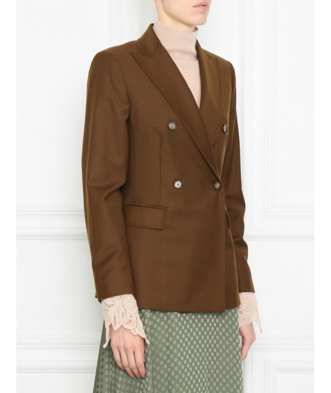MAX MARA Коричневый шерстяной жакет/пиджак, фото 2