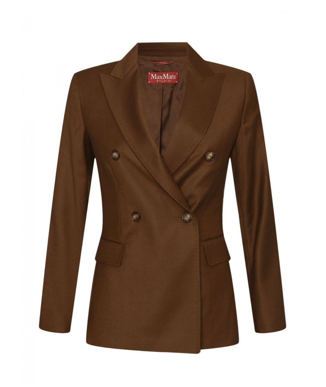 MAX MARA Коричневый шерстяной жакет/пиджак, фото 1