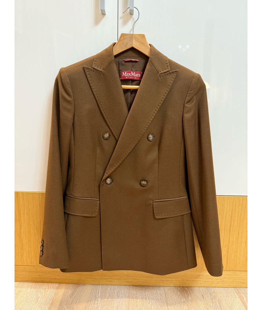MAX MARA Коричневый шерстяной жакет/пиджак, фото 6