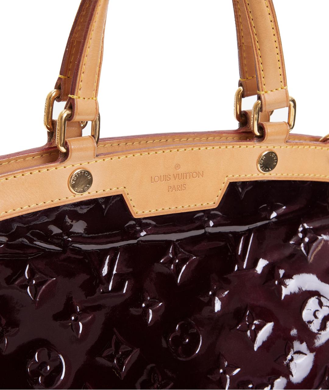 LOUIS VUITTON Коричневая сумка с короткими ручками из лакированной кожи, фото 4