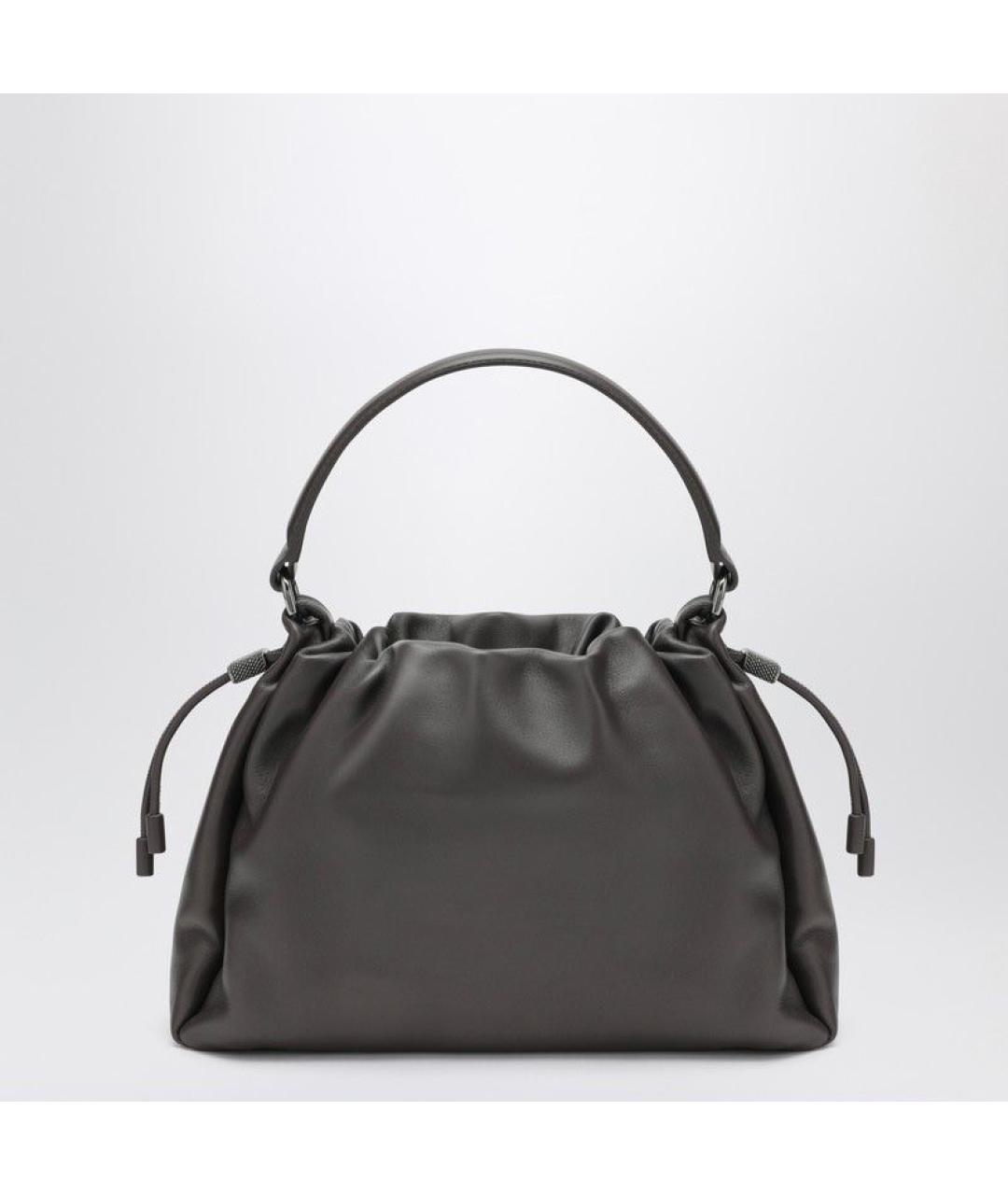 BRUNELLO CUCINELLI Коричневая кожаная сумка с короткими ручками, фото 2