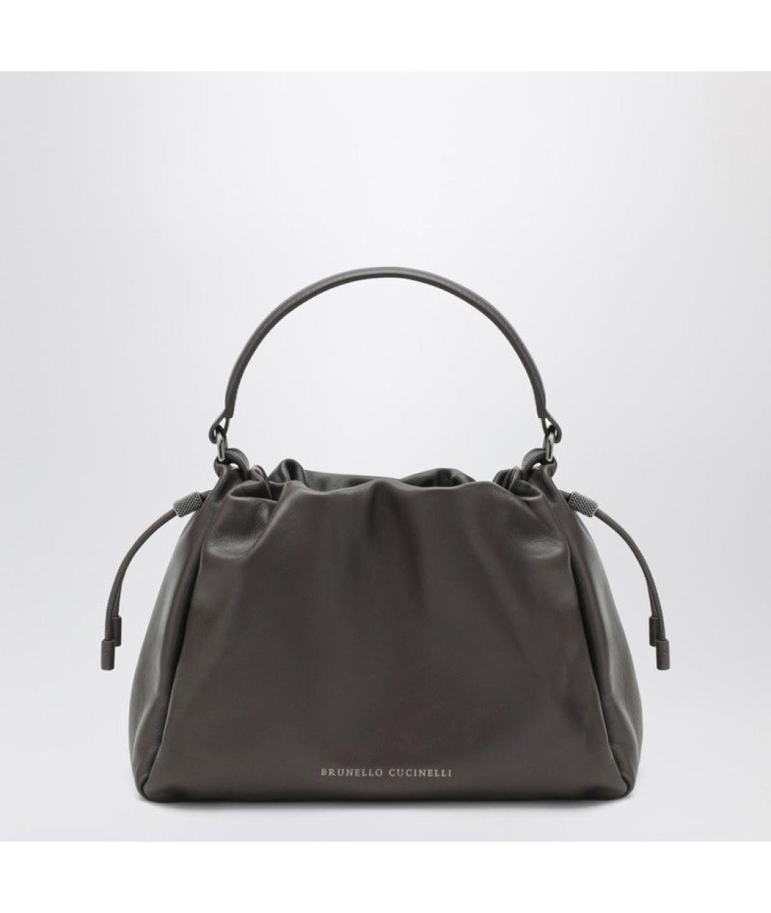 BRUNELLO CUCINELLI Коричневая кожаная сумка с короткими ручками, фото 3