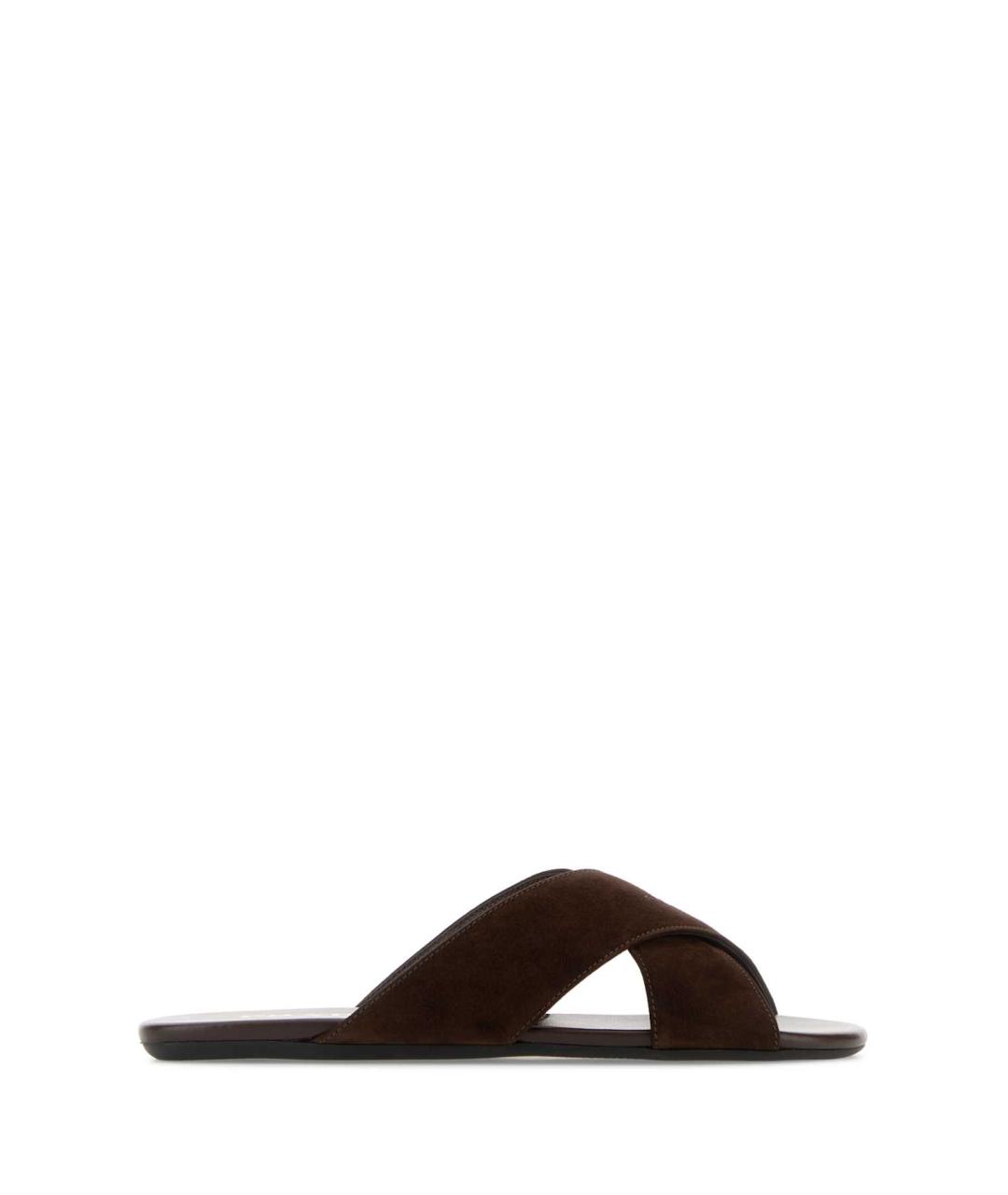 PRADA Коричневые замшевые шлепанцы, фото 1