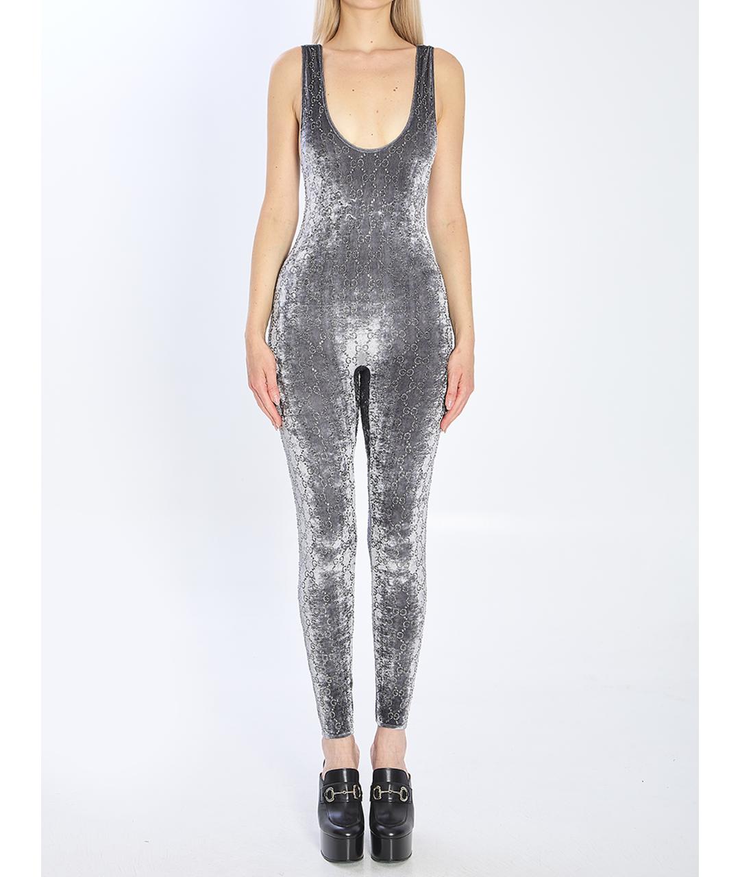 GUCCI Серый вискозный комбинезон, фото 2