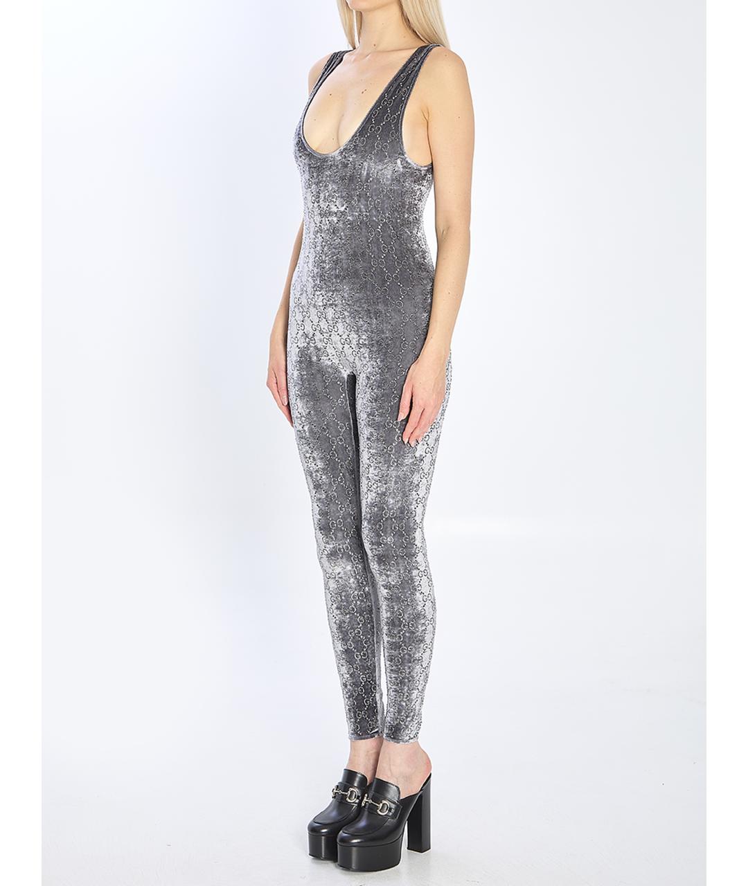 GUCCI Серый вискозный комбинезон, фото 3