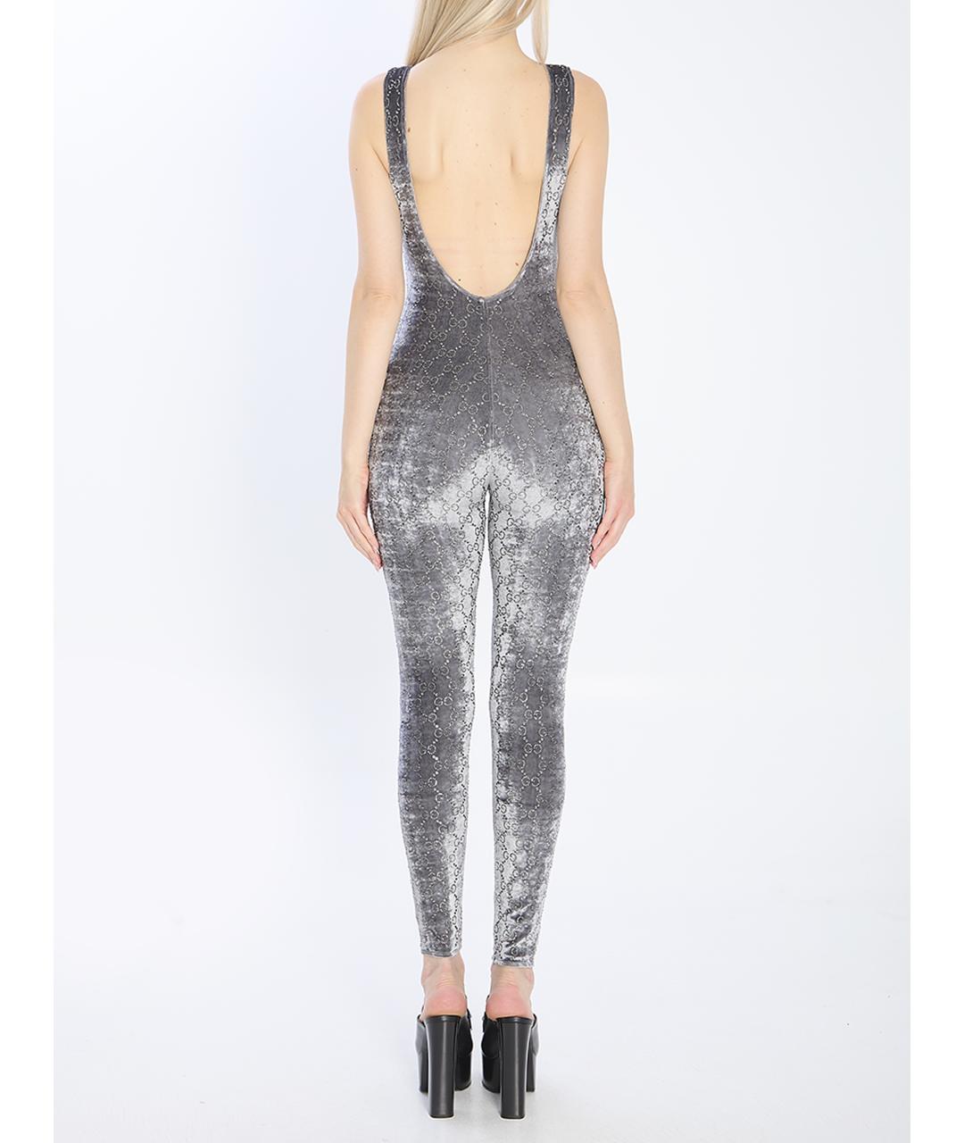 GUCCI Серый вискозный комбинезон, фото 5