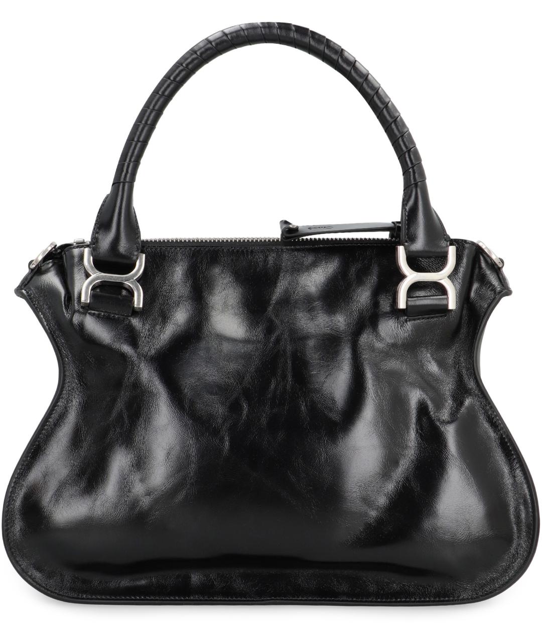 CHLOE Черная кожаная сумка с короткими ручками, фото 4