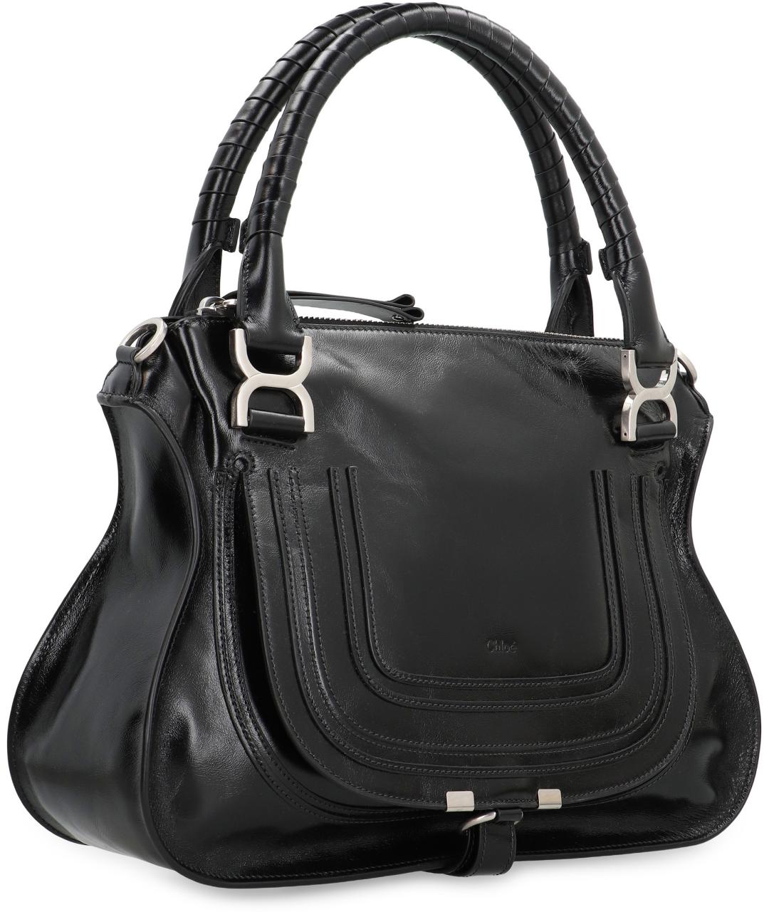 CHLOE Черная кожаная сумка с короткими ручками, фото 3