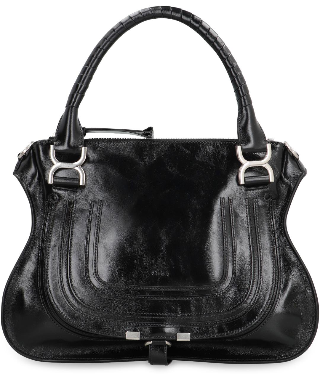 CHLOE Черная кожаная сумка с короткими ручками, фото 2