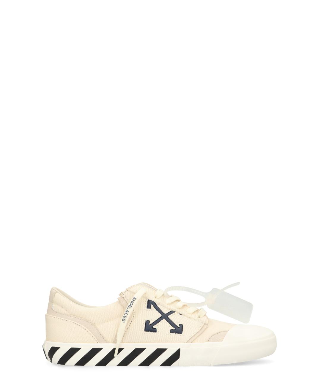 OFF-WHITE Бежевые текстильные низкие кроссовки / кеды, фото 1