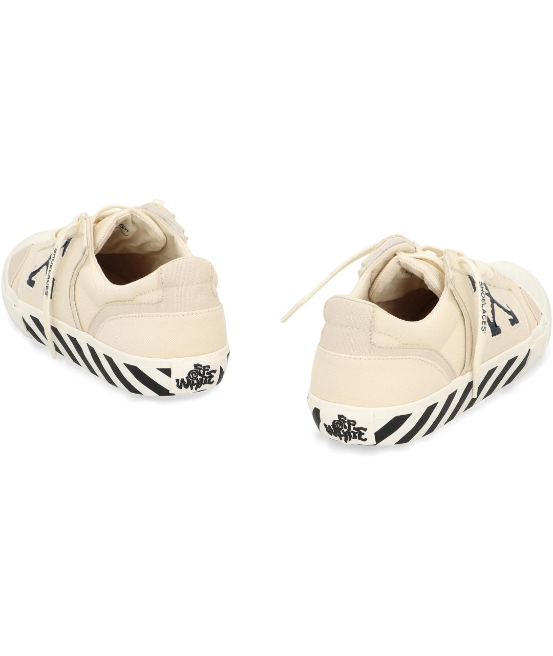 OFF-WHITE Бежевые текстильные низкие кроссовки / кеды, фото 4
