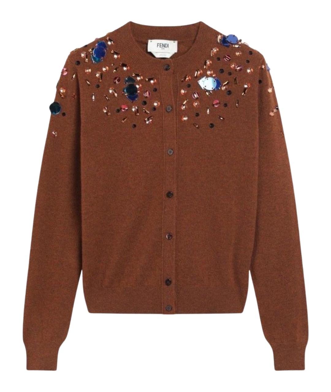 FENDI Коричневый шерстяной кардиган, фото 1