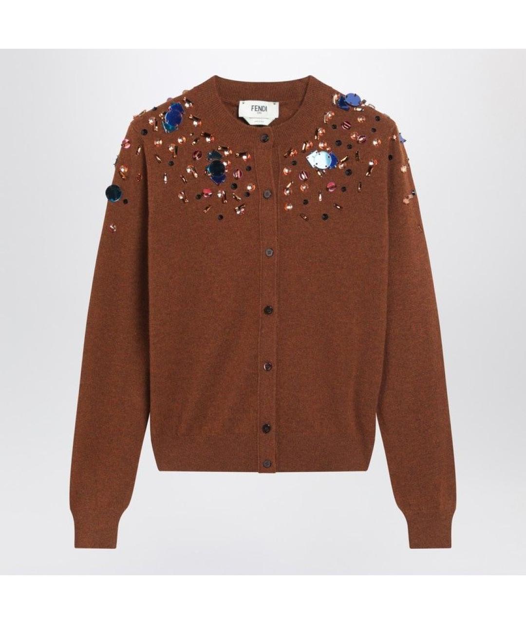 FENDI Коричневый шерстяной кардиган, фото 3