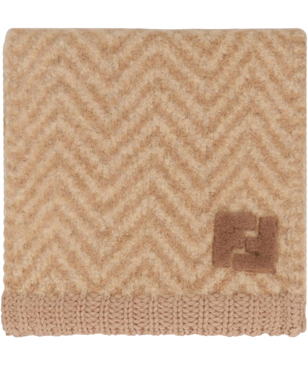 FENDI Коричневый шерстяной шарф, фото 2