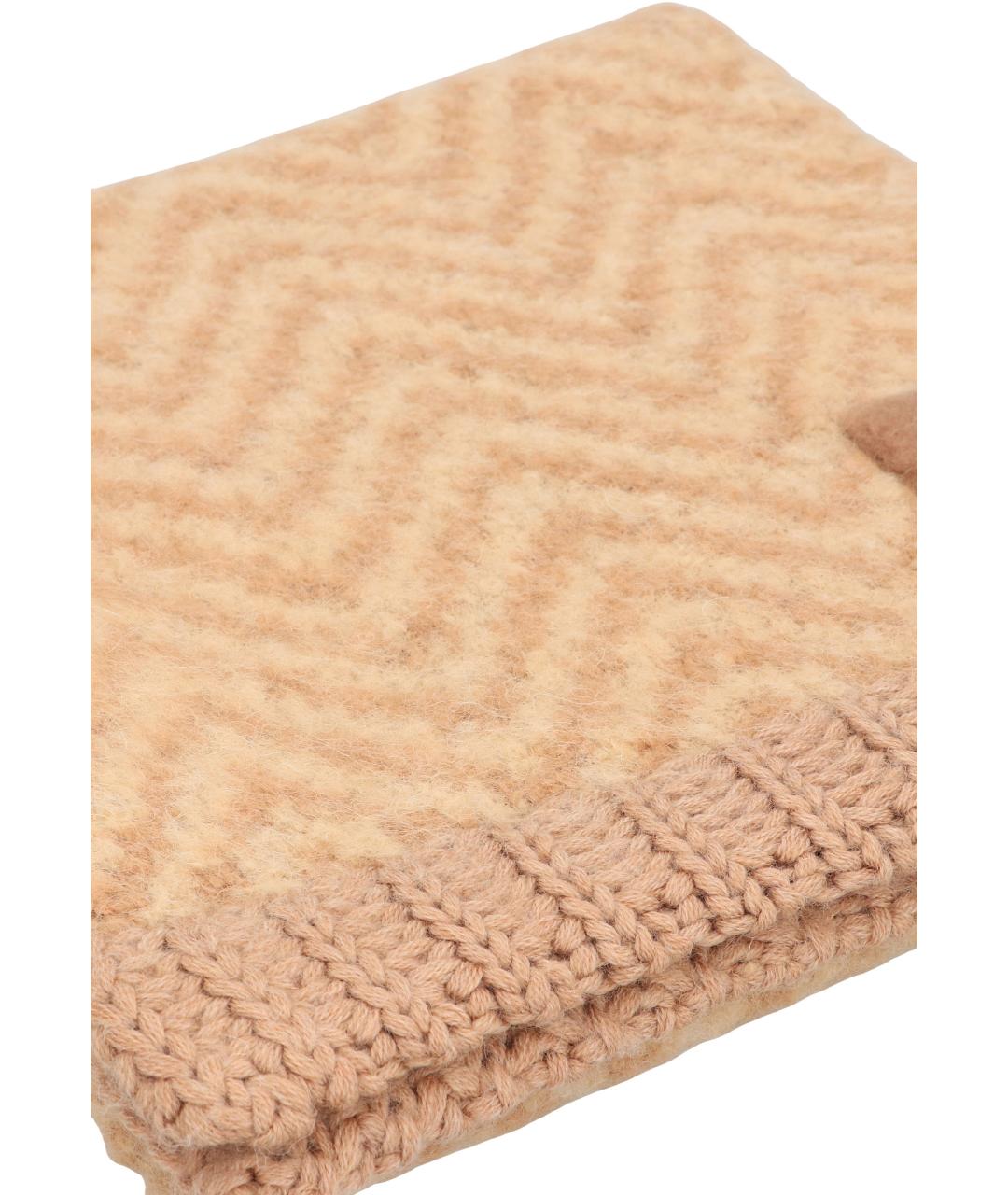 FENDI Коричневый шерстяной шарф, фото 3