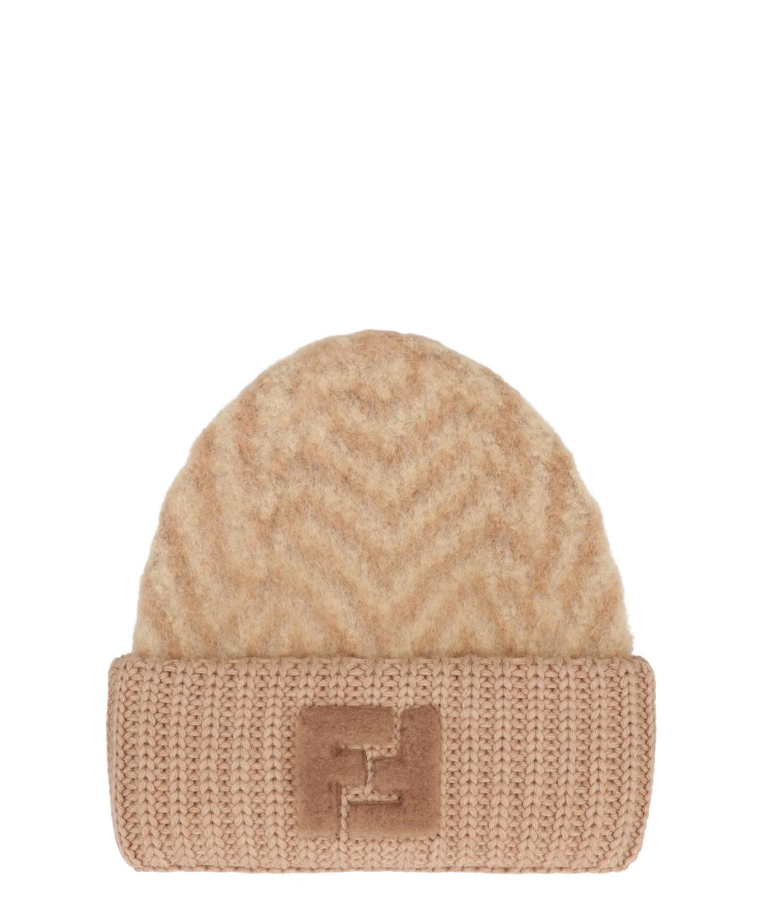 FENDI Бежевая шерстяная шапка, фото 1