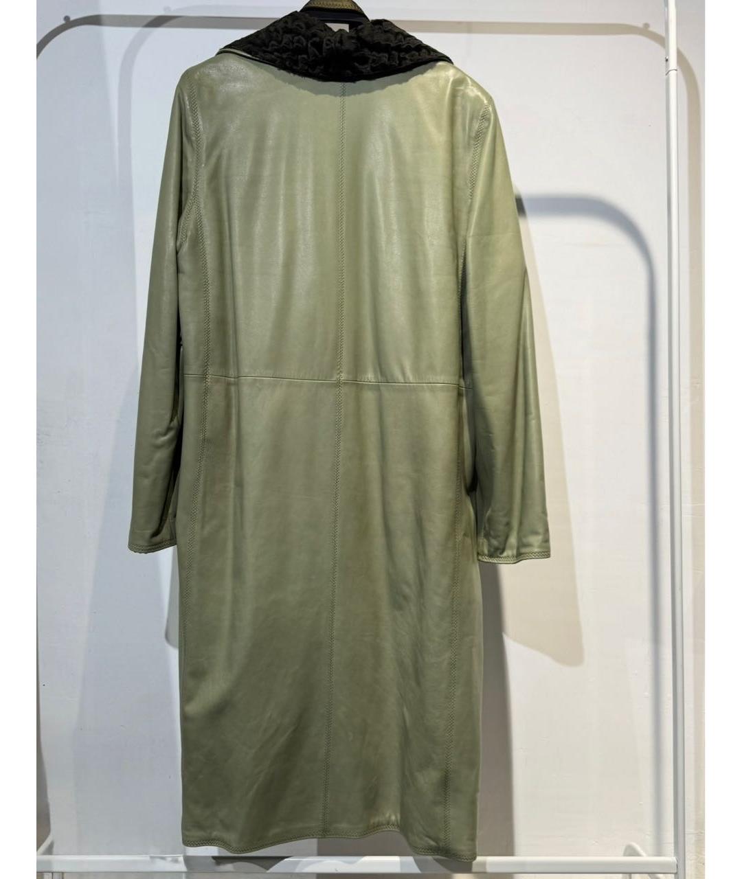 FENDI Хаки кожаное пальто, фото 2