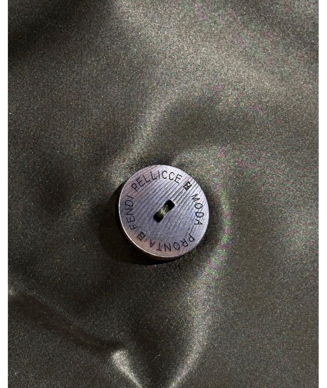 FENDI Хаки кожаное пальто, фото 7