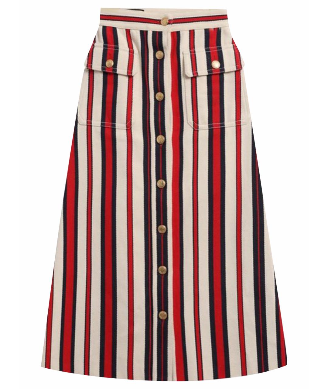 GUCCI Белая хлопковая юбка миди, фото 1