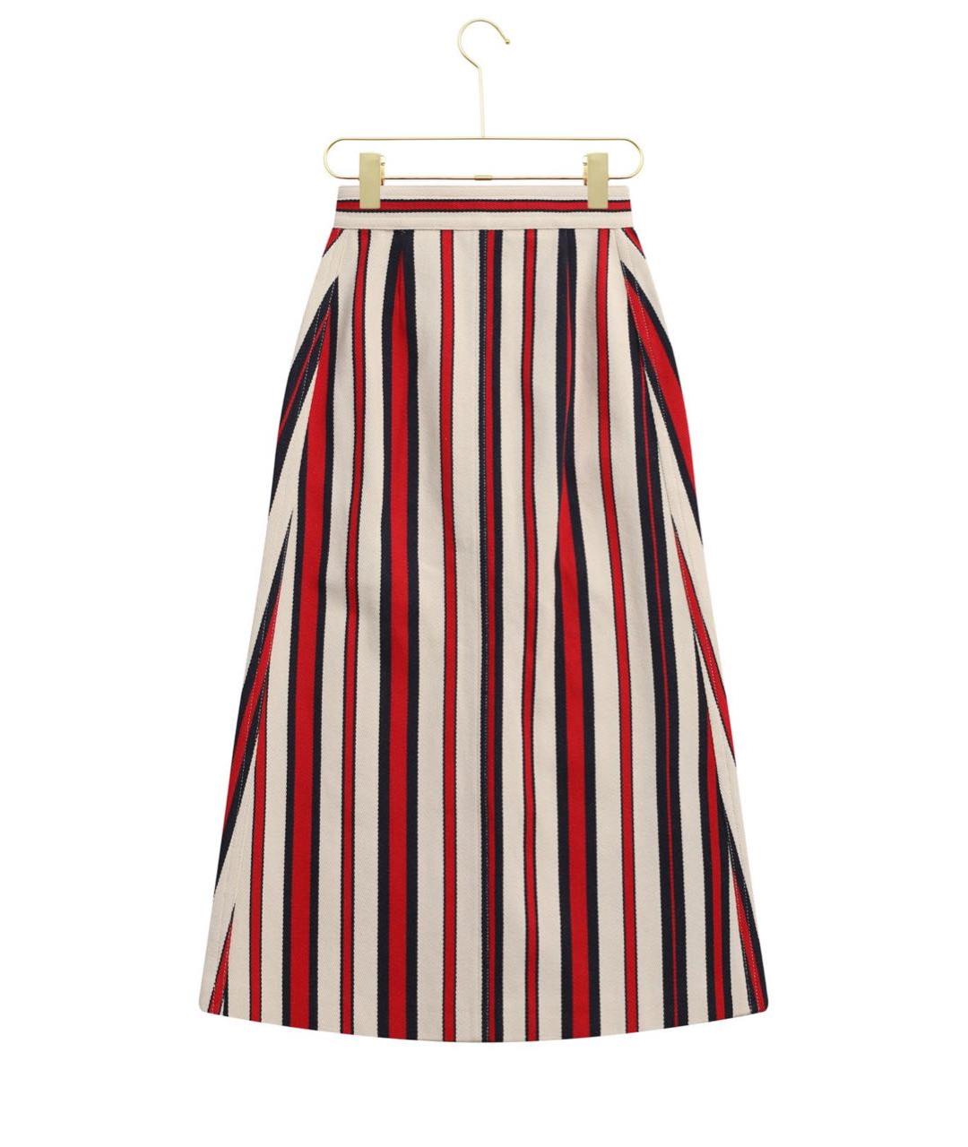 GUCCI Белая хлопковая юбка миди, фото 5