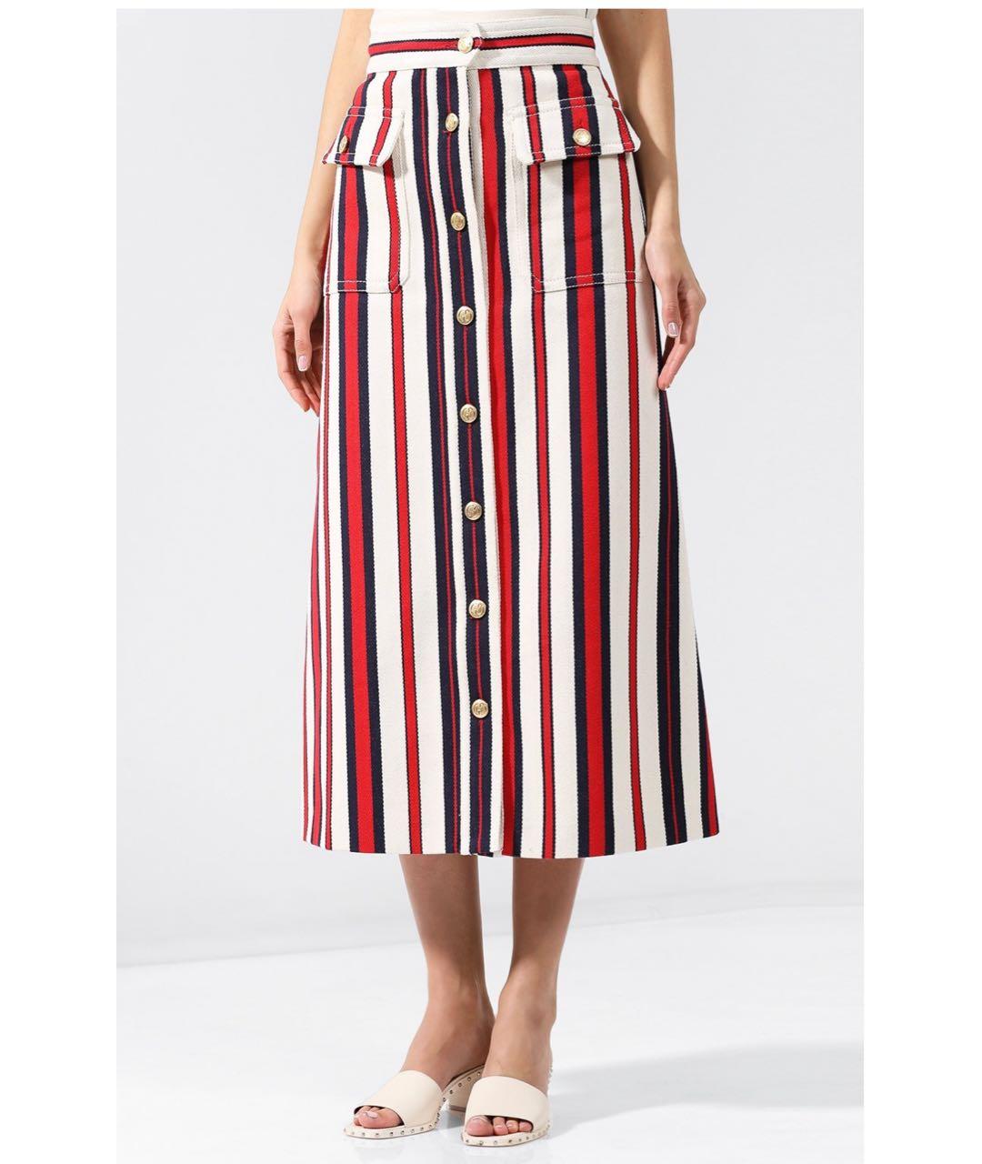 GUCCI Белая хлопковая юбка миди, фото 3