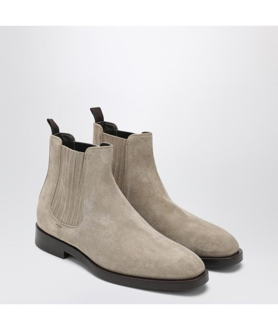 BRUNELLO CUCINELLI Бежевые замшевые высокие ботинки, фото 2